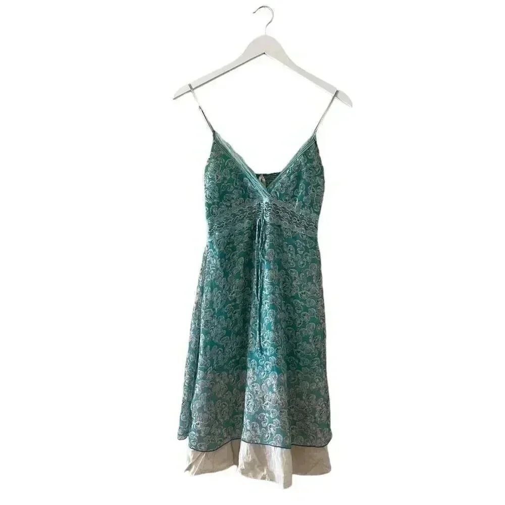 Estam V- Neck Adjustable  Bohemian Festival Spaghetti Straps Floral Dress #1000